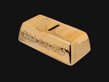 Zlatá cihla - pokladnička na mince